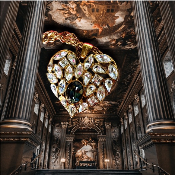 Yves Saint Laurent Gold XL Heart crystal Necklace - Picture 10 of 14